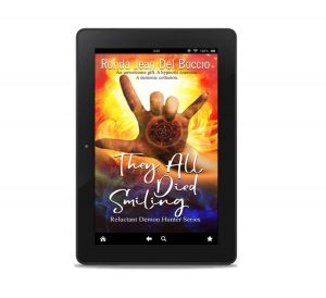 cover of They All Died Smiling shown in a tablet