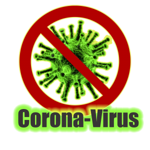 Coronavirus word and graphic with NO circle/slash around it